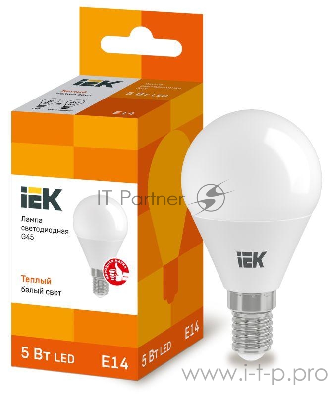 Лампа Iek LLE-G45-5-230-30-E14 светодиодная ECO G45 шар 5Вт 230В 3000К E14 IEK