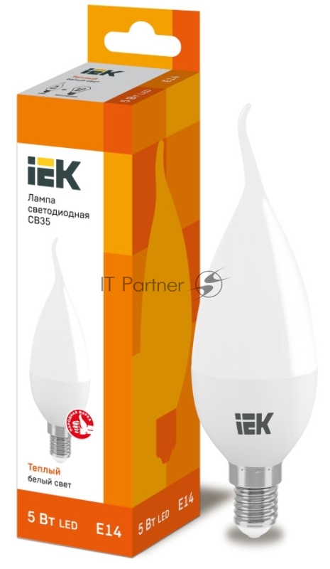 Лампа Iek LLE-CB35-5-230-30-E14 светодиодная ECO CB35 свеча на ветру 5Вт 230В 3000К E14 IEK