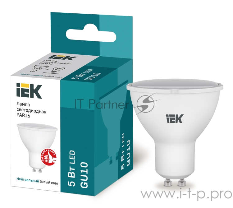 Лампа Iek LLE-PAR16-5-230-40-GU10 светодиодная ECO PAR16 софит 5Вт 230В 4000К GU10 IEK