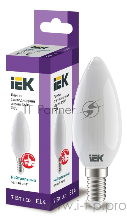Iek LLF-C35-7-230-40-E14-FR Лампа LED C35 свеча матов. 7Вт 230В 4000К E14 серия 360°