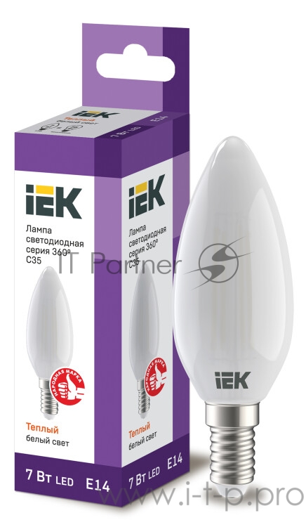 Iek LLF-C35-7-230-30-E14-FR Лампа LED C35 свеча матов. 7Вт 230В 3000К E14 серия 360°