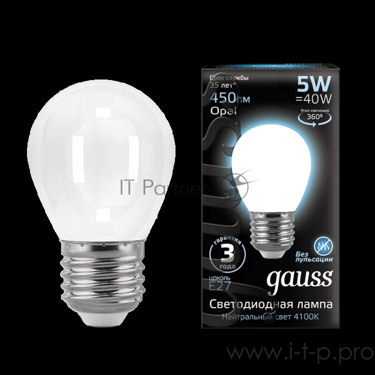 Лампа светодиодная Filament Шар E27 5Вт 4100К OPAL GAUSS 105202205