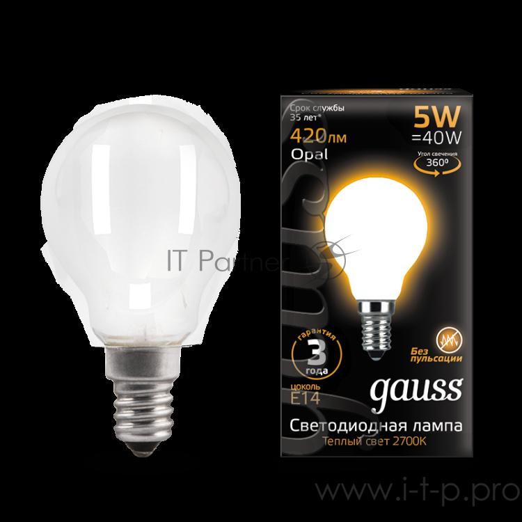 Лампа светодиодная Filament Шар E14 5Вт 2700КOPAL GAUSS 105201105