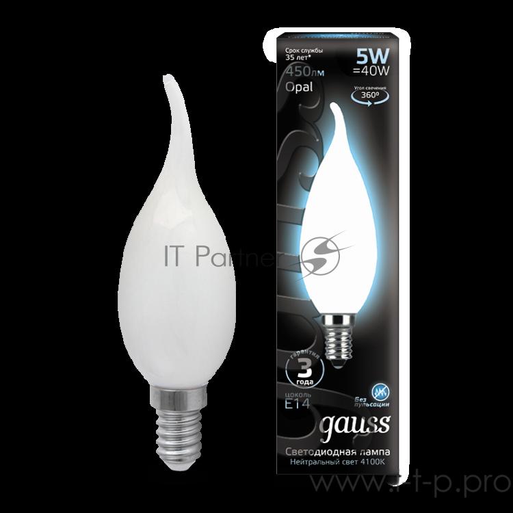Лампа светодиодная Filament Свеча на ветру E14 5Вт 4100К OPAL GAUSS 104201205