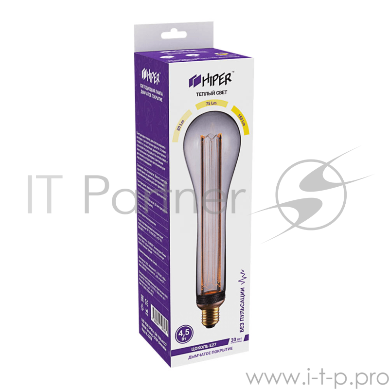 Лампа светодиодная Hiper HIPER LED VEIN DP82 4.5W 150Lm E27 2000K Smoky 3-STEP dimmable