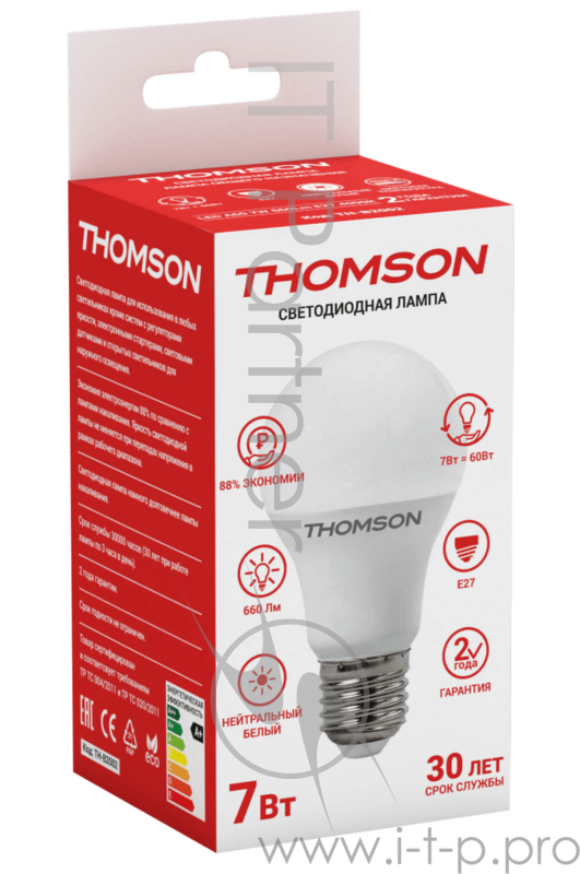Лампа светодиодная Hiper THOMSON LED A60 7W 660Lm E27 4000K TH-B2002