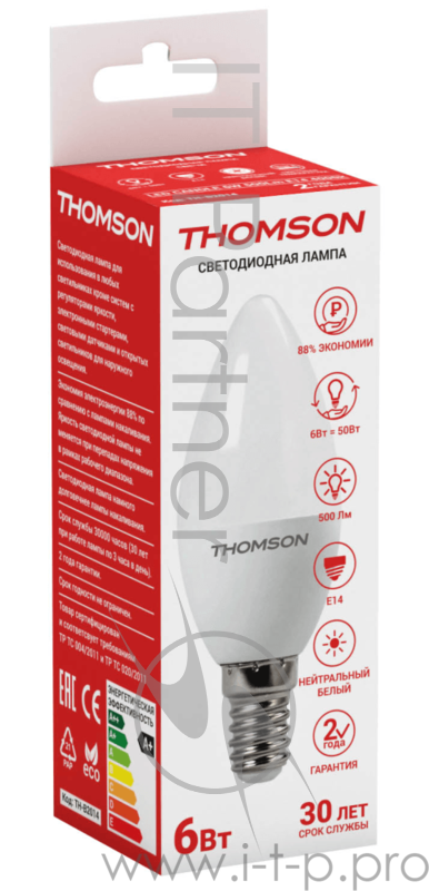 Лампа светодиодная Hiper THOMSON LED CANDLE 6W 500Lm E14 4000K TH-B2014