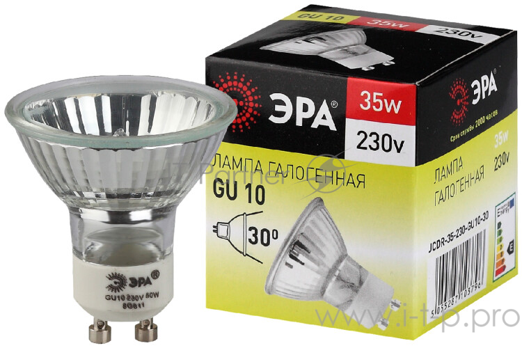 Лампа галогенная ЭРА GU10-JCDR (MR16) -35W-230V (10/200/4800)
