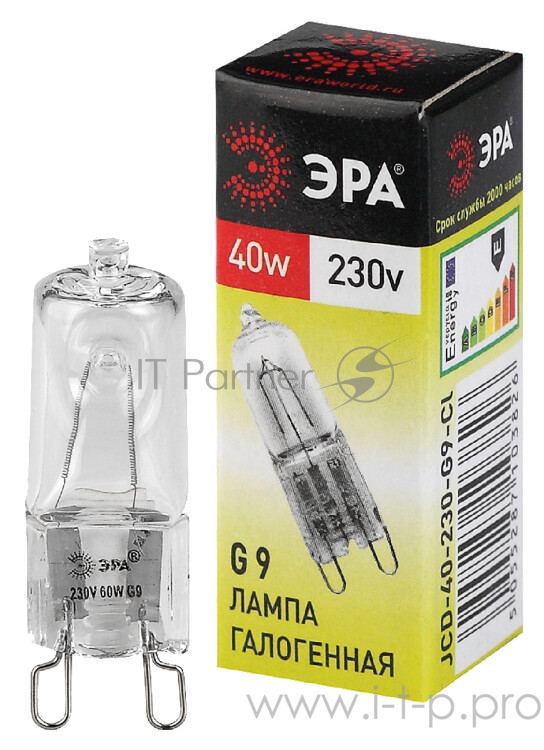 Лампа галогенная ЭРА G9-JCD-40-230V-Cl (100/1000/35000)