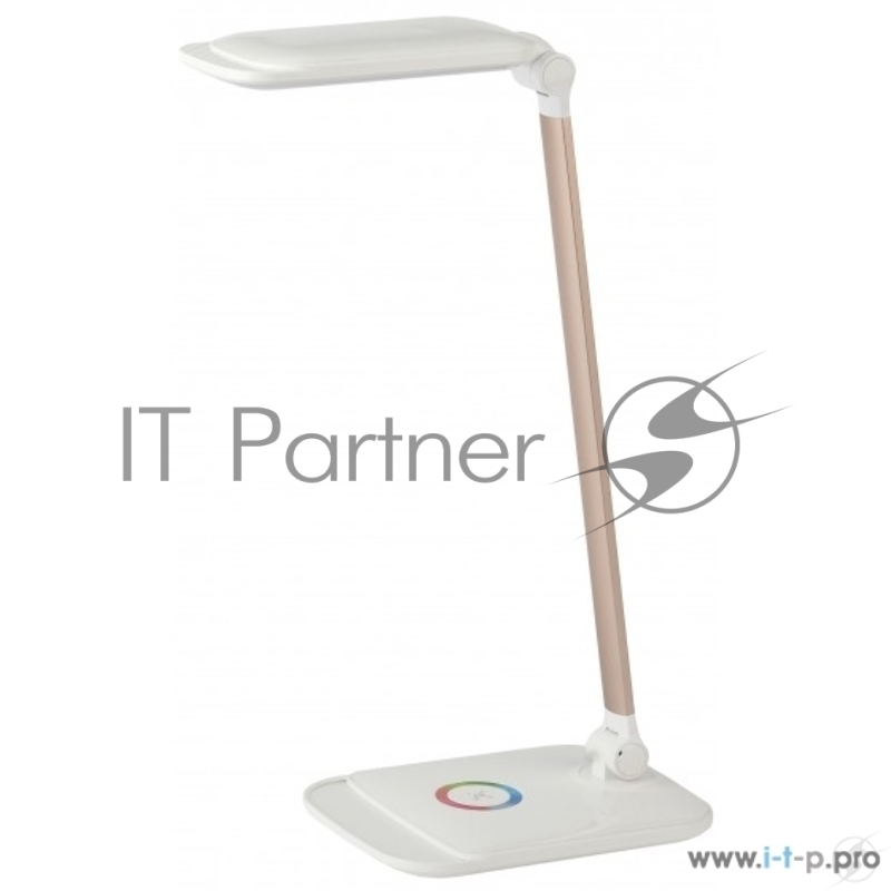 Настольный светодиодный светильник ЭРА NLED-460-14W-W-G бело-золотистый {USB-порт для зарядки устройств, LED, плавный диммер яркости, цвет. темп. 3000/4500/6500К}