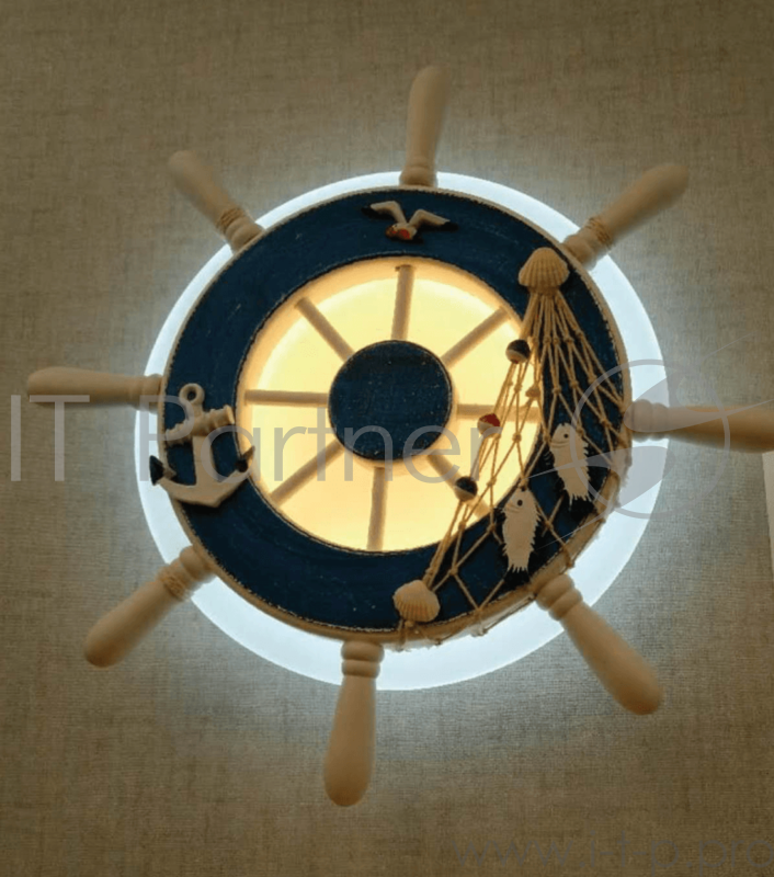 Светильник Hiper настенно-потолочный Штурвал LED 14Вт белый/голубой H062-1