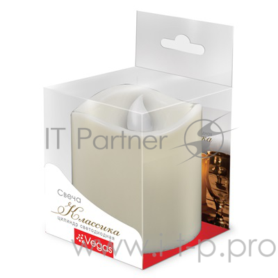 Свеча светодиодная VEGAS 55051 Классика, цилиндр, цвет свечения янтарный (в уп. 24 шт)