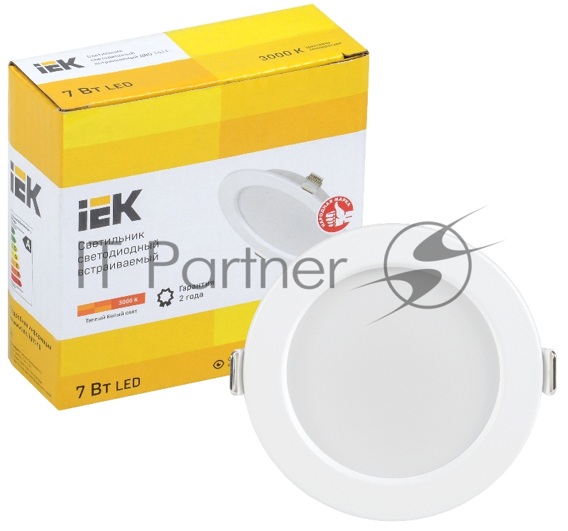 Светильник светодиодный Iek LDVO0-1611-07-3000-K01 ДВО 1611 белый круг 7Вт 3000К IP20 {пластик. корпус, диам 95 мм}