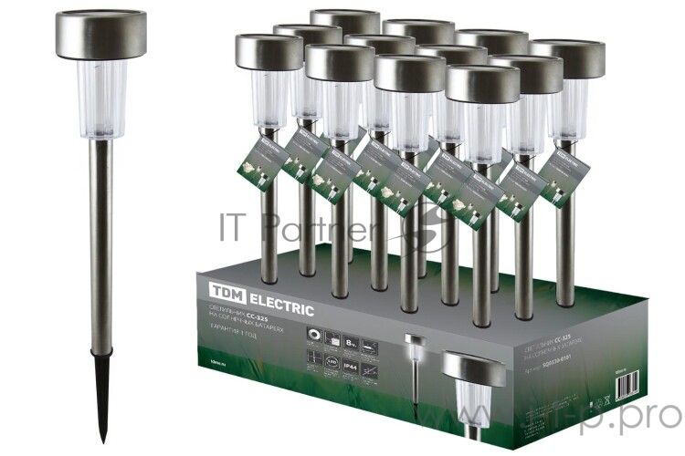 Светильник уличный TDM SQ0330-0101 СС-325 на солнечных батареях сталь 6х35см ДБ