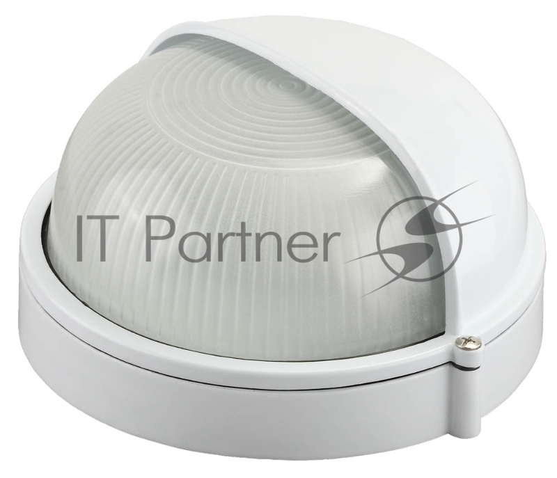 Светильник уличный СВЕТОЗАР влагозащищенный с верхним защитным кожухом, круг, цвет белый, 60Вт