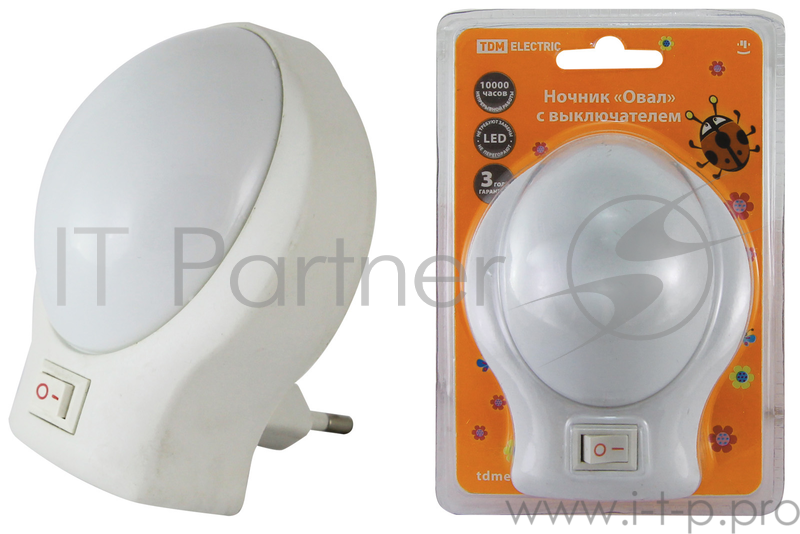 Ночник ТДМ SQ0357-0013 Овал с выключателем белый 0.5Вт 220В