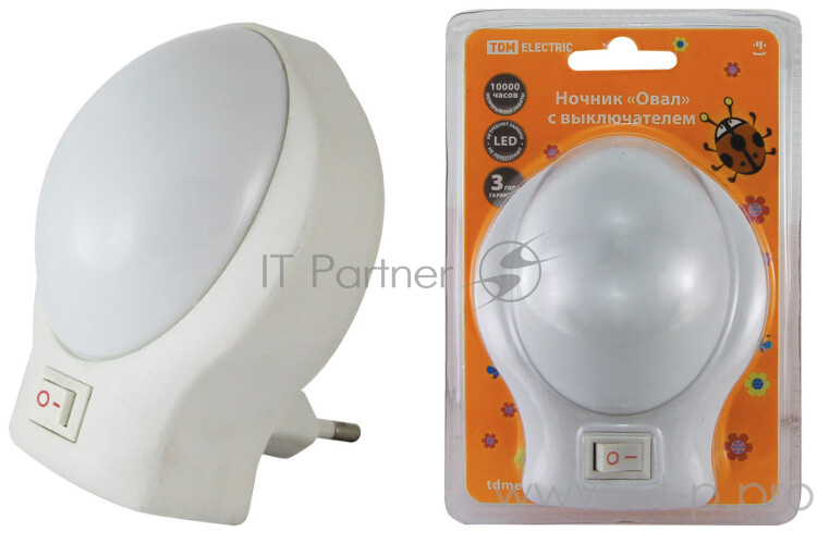 Ночник ТДМ SQ0357-0013 Овал с выключателем белый 0.5Вт 220В