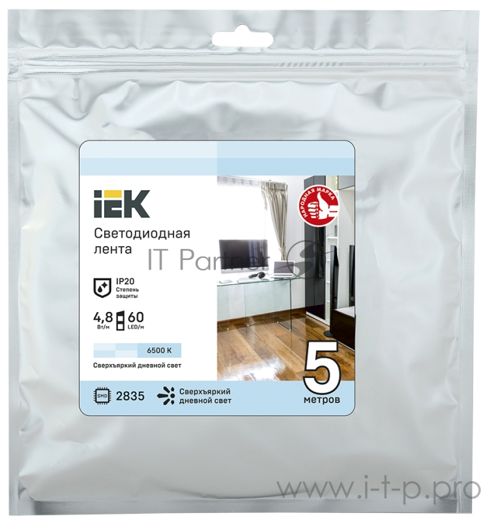 Светодиодная лента IEK LSR1-2-060-20-3-05 5м LSR-2835W60-4,8-IP20-12В