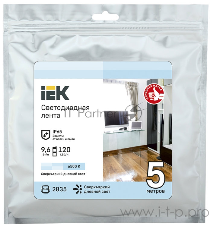 Светодиодная лента IEK LSR1-2-120-65-3-05 5м LSR-2835W120-9,6-IP65-12В