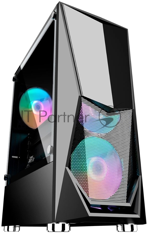 Корпус 1STPLAYER DK-3 BLACK / ATX, tempered glass / 3x 120mm LED fans inc. / DK-3-BK-3G6
