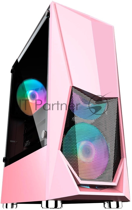 Корпус 1STPLAYER DK-3 PINK / ATX, tempered glass / 3x 120mm LED fans inc. / DK-3-PK-3G6