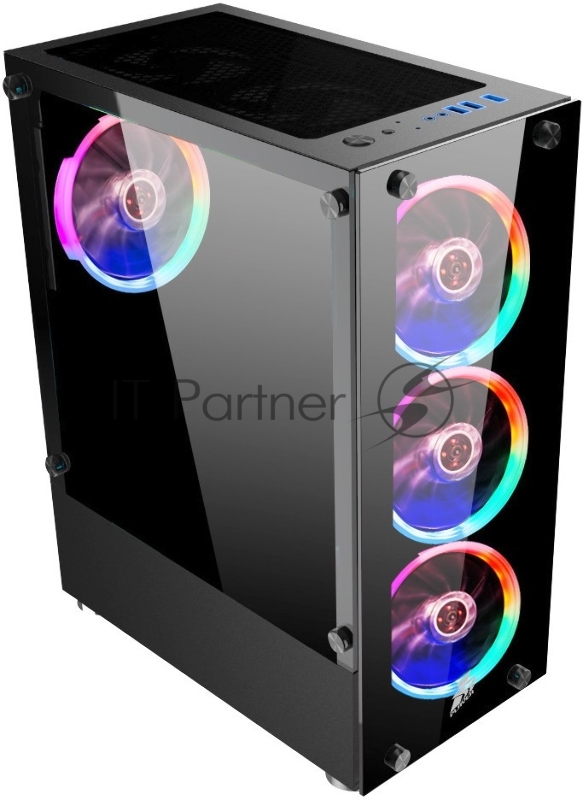 Корпус 1STPLAYER FIRE DANCING V2-A / ATX, tempered glass / 4x 120mm LED fans inc. / V2-A-4R1