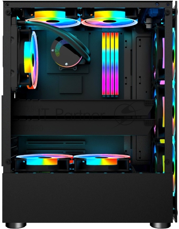 Корпус 1STPLAYER FIRE DANCING V2-A / ATX, tempered glass / 4x 120mm LED fans inc. / V2-A-4R1