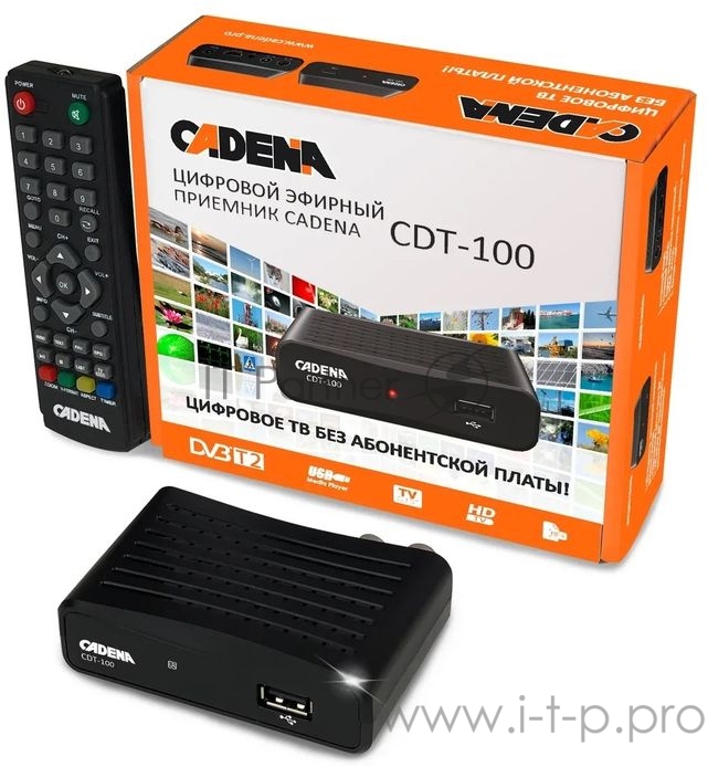Ресивер DVB-T2 Cadena CDT-100 (TC) черный