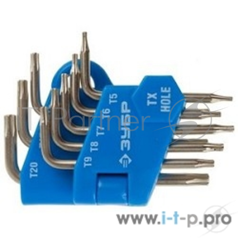 Ручной инструмент Набор ключей имбусовых ЗУБРЭКСПЕРТ (27477-H8) МИНИ для точных работ, Cr-V,TORX Т5-Т20, с отверстием,для защищенного крепежа,8шт