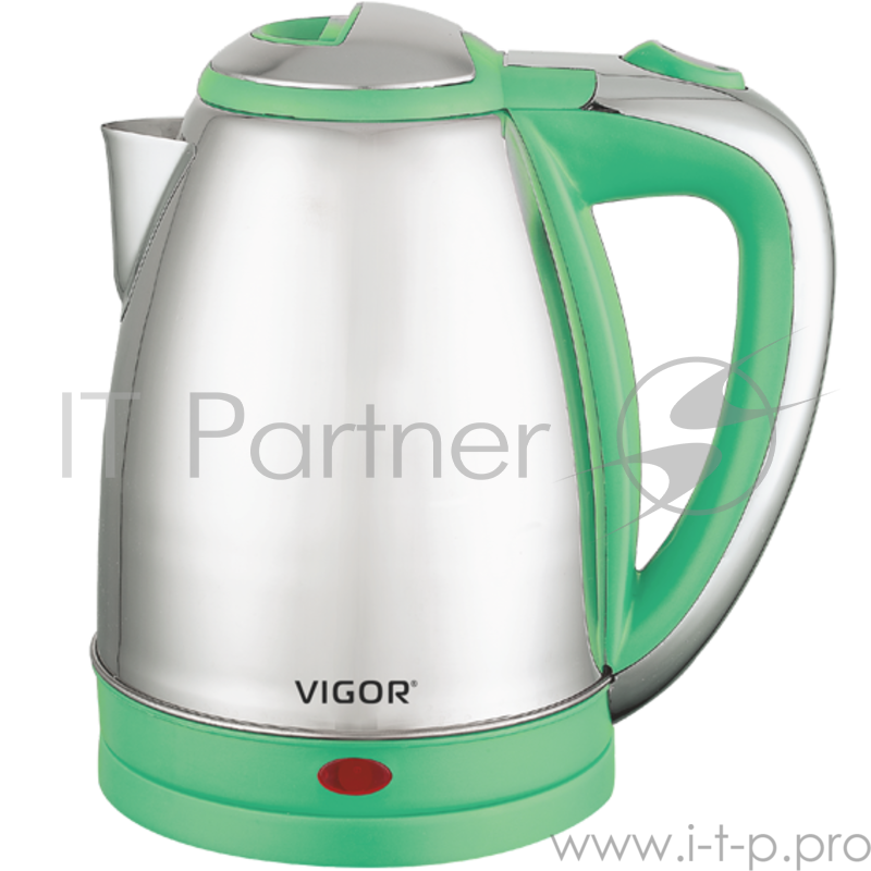 Чайник Vigor HX-2027, металлический корпус, 1,8 л, 1500 Вт, зеленый пластик вставка