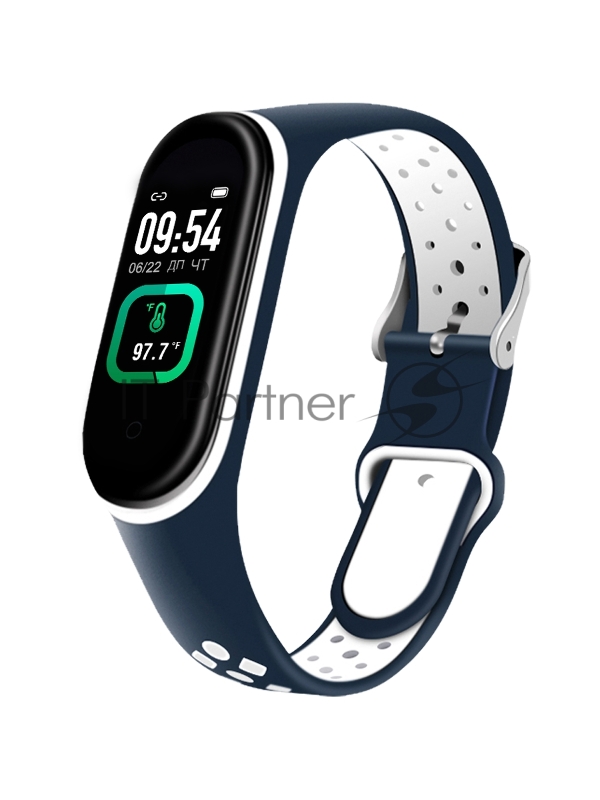 Фитнес-трекер Smarterra FitMaster Ton TFT корп.:черный рем.:синий/белый (SMFT-T03)