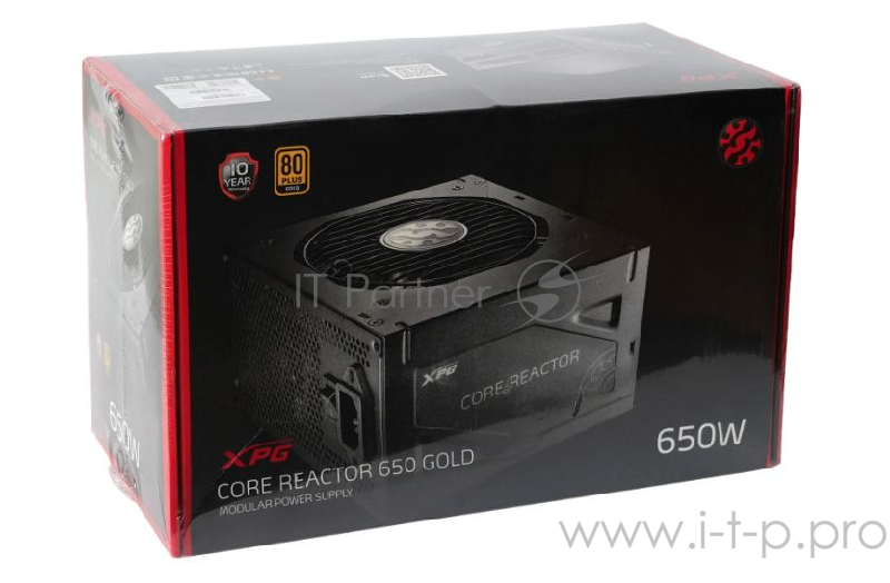 Игровой блок питания чёрный XPG COREREACTOR650G-BLACKCOLOR (модульный 650 Вт, PCIe-4шт, ATX v2.31, Active PFC, 120mm Fan, 80 Plus Gold)