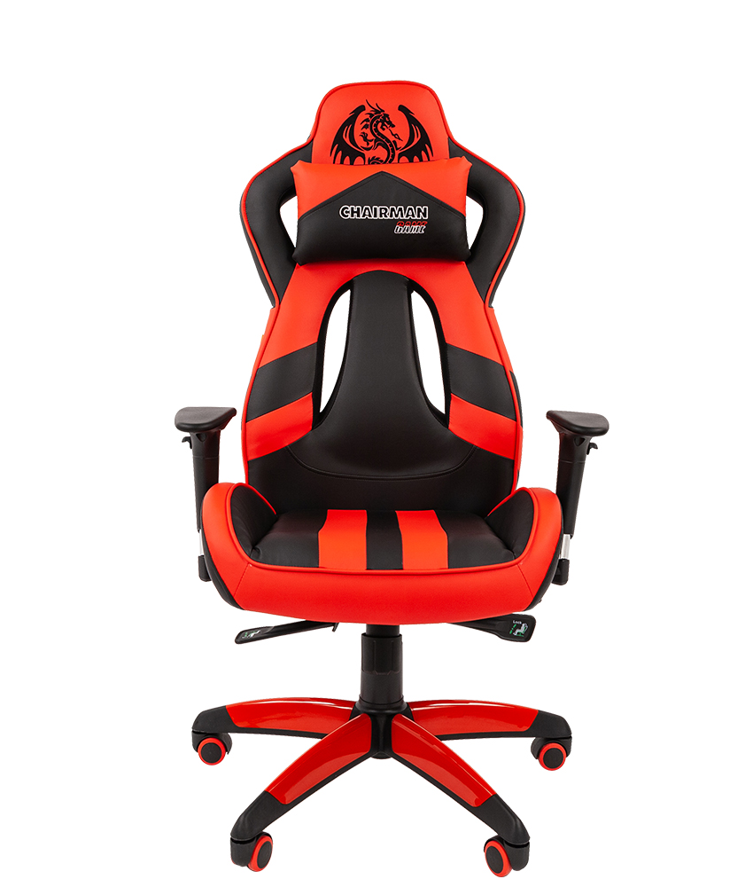 Игровое кресло Chairman game 25 черный/красный (экокожа, регулируемый угол наклона, механизм качания)