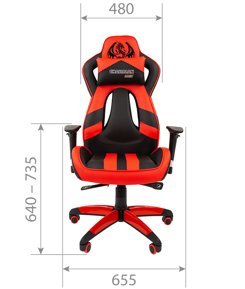 Игровое кресло Chairman game 25 черный/красный (экокожа, регулируемый угол наклона, механизм качания)