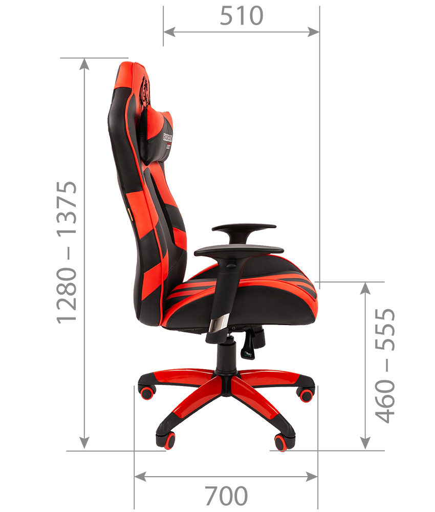 Игровое кресло Chairman game 25 черный/красный (экокожа, регулируемый угол наклона, механизм качания)