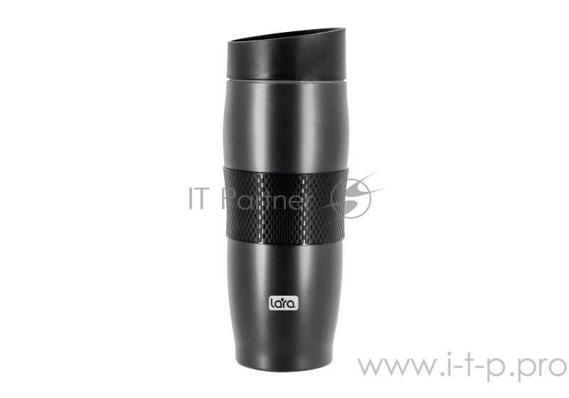 Термокружка LARA LR04-24 <Black> 380мл, двойные стенки, вакуум, сталь/силикон