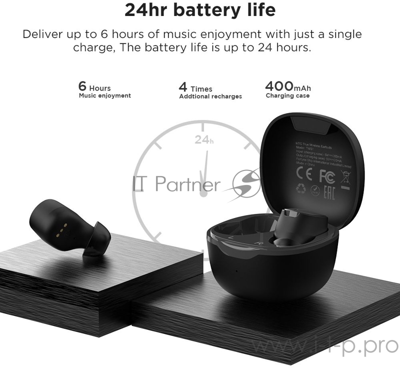 Гарнитура вкладыши HTC True Wireless Earbuds черный беспроводные bluetooth в ушной раковине