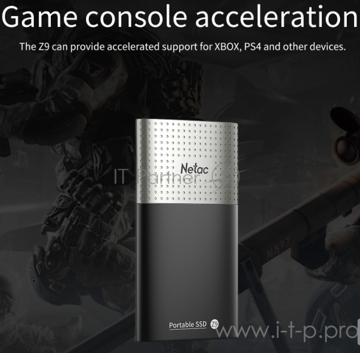 Накопитель SSD External Netac 250Gb Z9 <NT01Z9-250G-32BK> (USB3.2, up to 550/480MBs, 90х47.5х11.5mm, Aluminium+Plastic)