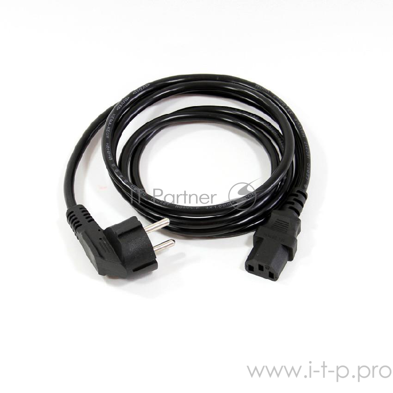 Кабель VCOM CE021-CU1.0-1.8 Кабель компьютер -- розетка 220V ( угловая Евровилка) VDE 3G*1mm2 , 1,8 м