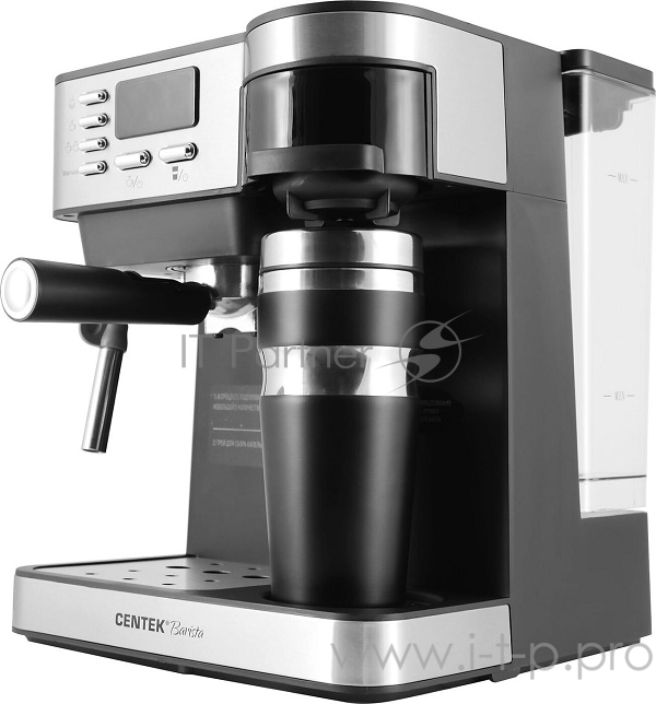 Кофеварка Centek CT-1162 <2в1> эспрессо 15 Бар +капельная 1,2литра 850Вт, капучинатор, LED