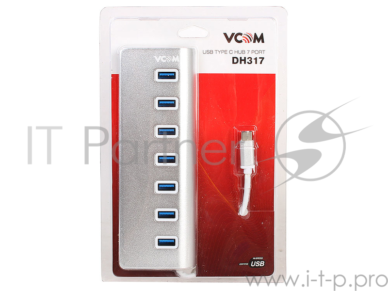 Кабель VCOM DH317 Кабель-концентратор USB 3.1 Type-Cm -- 7 port USB3.0 HUB 5Gbps