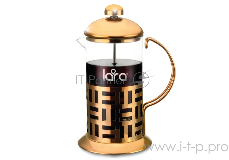 Френч-пресс LR06-49 <800мл> СТАЛЬНОЙ КОРПУС (цвет - медь) закаленное боросиликатное стекло