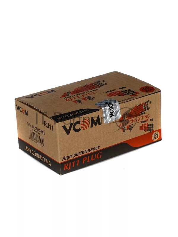Кабель VCOM VTE7716-1/100 Коннектор телефонный RJ-12 6P4C (6 мест, 4 контакта ) 100 шт. в упаковке