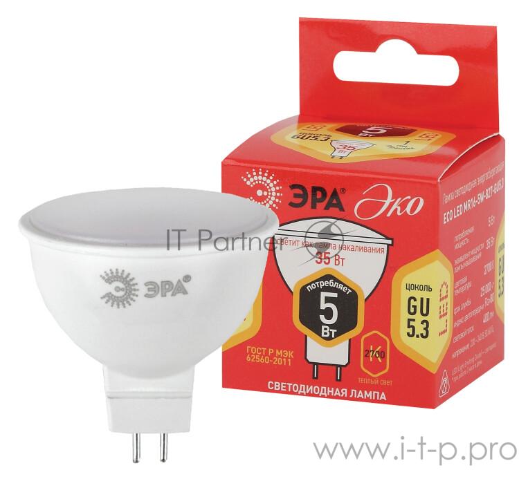 ЭРА Б0020622 ECO LED MR16-5W-827-GU5.3 Лампа ЭРА (диод, софит, 5Вт, тепл, GU5.3)