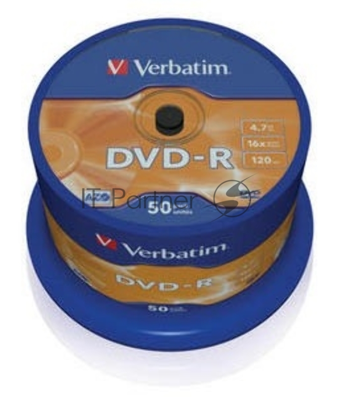 Диск DVD-R 4.7ГБ 16x Verbatim 43548, пласт.коробка, на шпинделе (50шт./уп.)