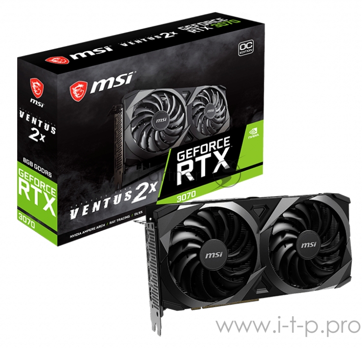 Видеокарта MSI PCI-E 4.0 RTX 3070 VENTUS 2X OC NVIDIA GeForce RTX 3070 8192Mb 256 GDDR6 1800/14000/HDMIx1/DPx3/HDCP Ret