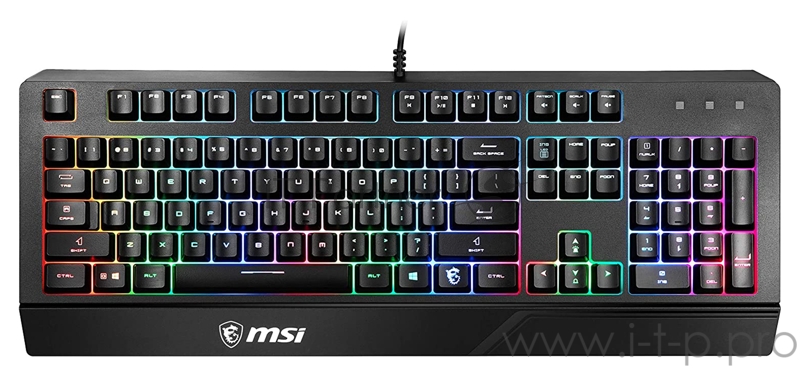 Клавиатура MSI VIGOR GK20 RU черный USB Multimedia for gamer LED (подставка для запястий)