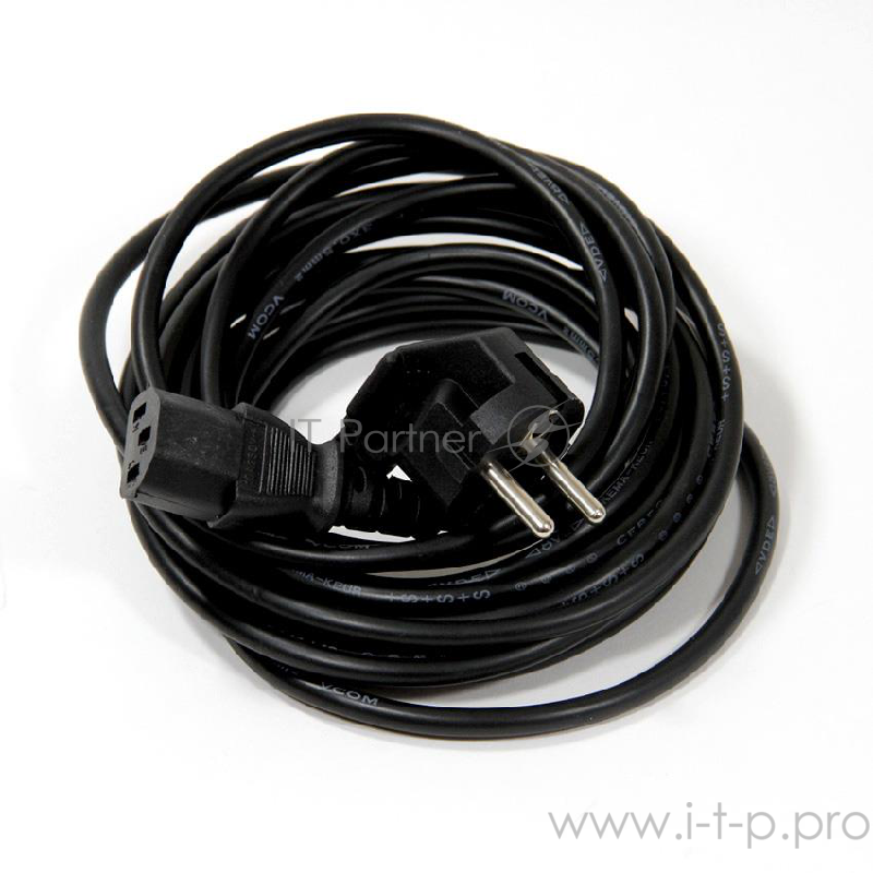 Кабель VCOM CE021-CU0.75-5M Кабель компьютер-розетка 220V (EURO) VDE 3G*0,75mm2 VCOM {CE021-CU} 5м