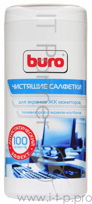 Салфетки Buro BU-Tscreen, 100 шт для экранов мониторов/плазменных/ЖК телевизоров/ноутбуков туба 100шт влажных