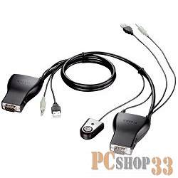 Переключатель D-Link KVM-221/RU Переключатель на 2 компьютера USB, звук (кабели в комплекте)